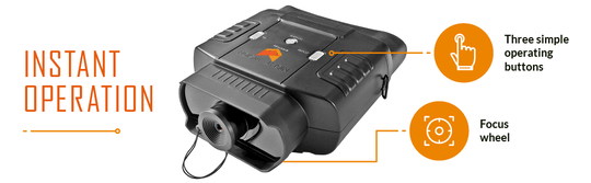 Nightfox 100V Night Vision Binocular | Instant Operation | Three simple operating buttons | Focus wheel